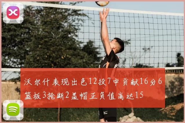 沃尔什表现出色12投7中贡献16分6篮板3抢断2盖帽正负值高达15